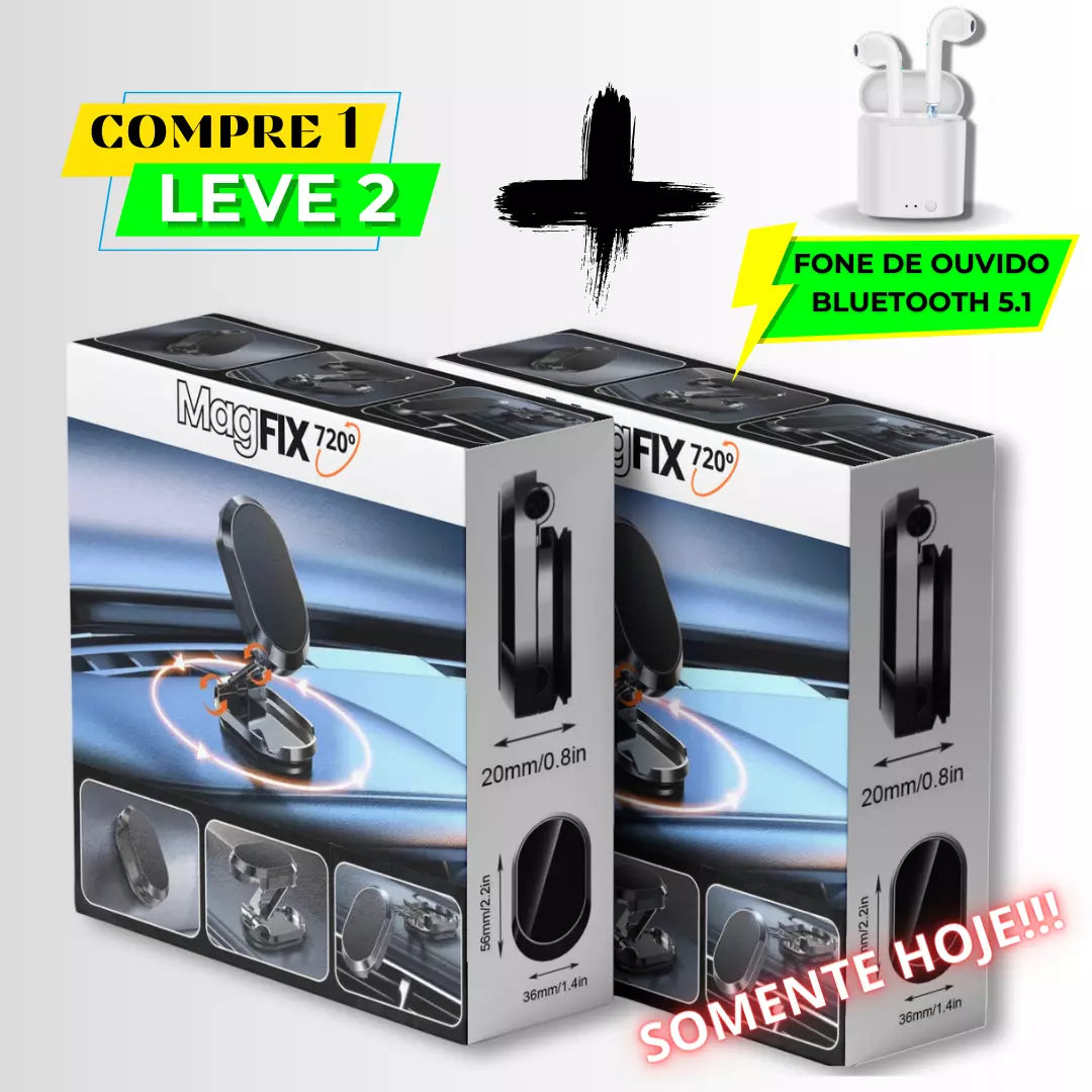 MagFix Premium: Suporte Magnético Veicular - PAGUE 1 LEVE 2 +  + Fone Bluetooth