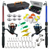 Kit Pesca Completo 2 Varas Fibra de Vidro e 2 Molinetes Leve com Linha Estojo e Maleta com Acessórios