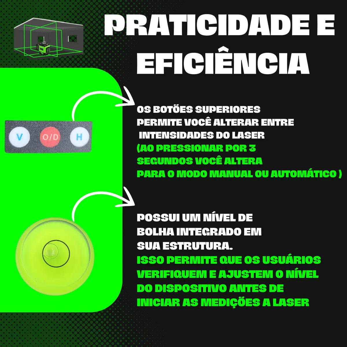 Kit Nível Laser Verde 12 Linhas 40m com Tripé + Esquadro + Suporte -  Recarregável C/ Controle