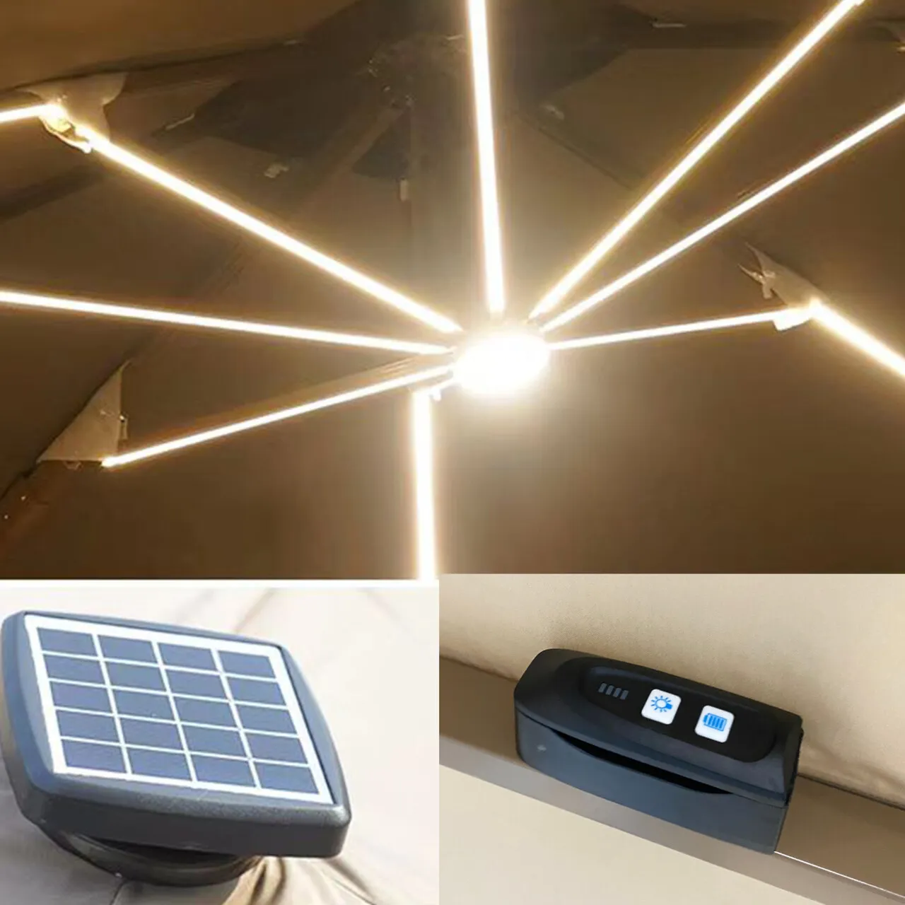 Ombrelone Guarda Sol Gold Led Alumínio 3,0 x 3,0 C/ Base em 100 L